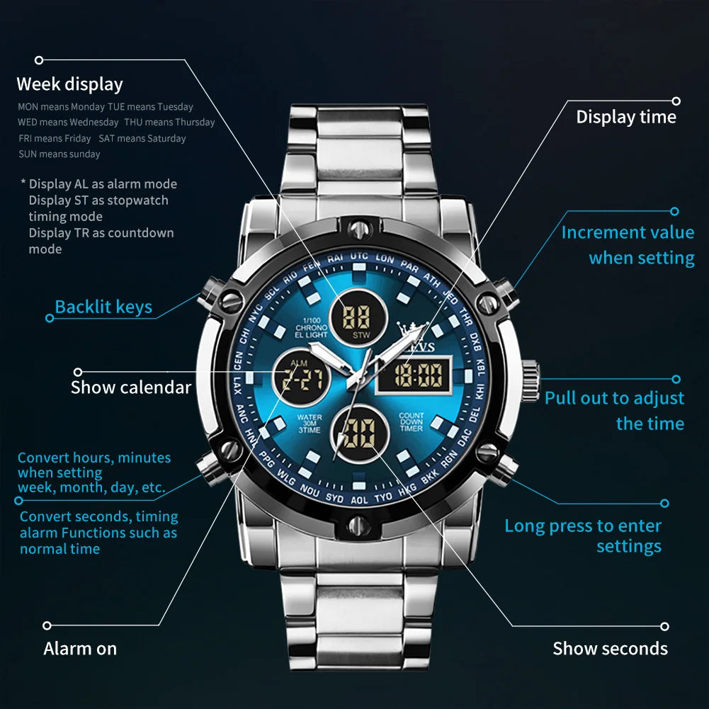 OLEVS 1106 Men's Multifunctional Electronic Waterproof Luminous