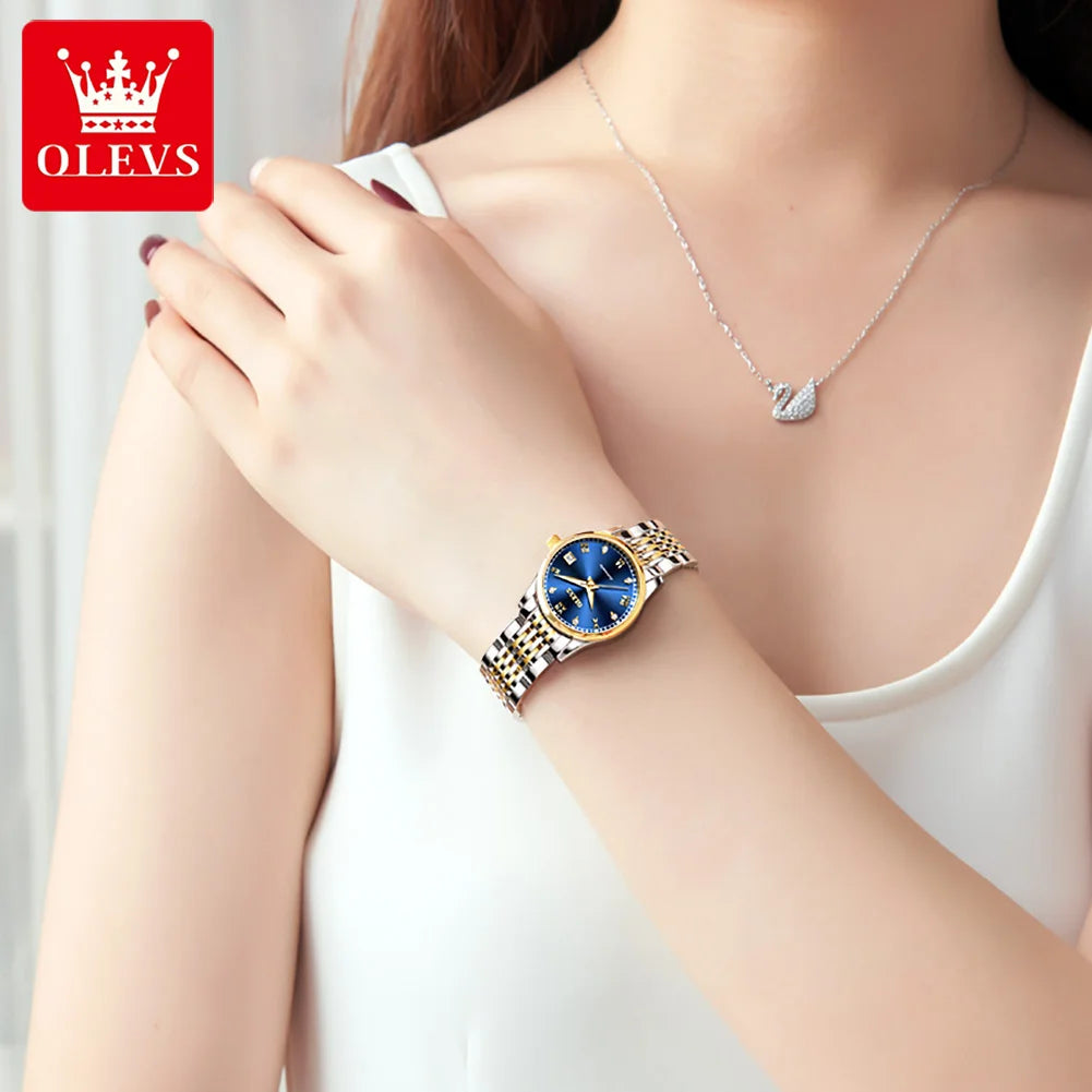 OLEVS 6602 Women Luxury Waterproof Classic Steel Strap Mechanical Watch