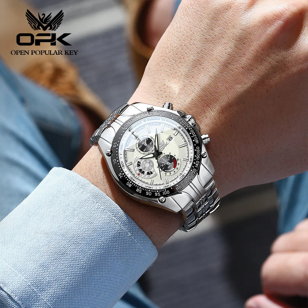 OPK 6020 Men‘s Waterproof Stainless Steel Luminous Date Display