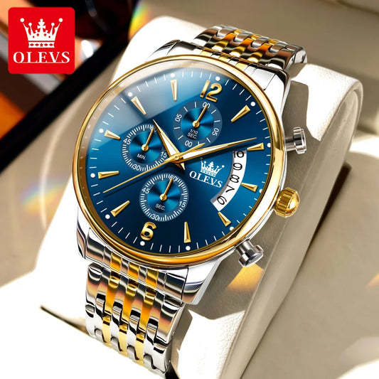 OLEVS 2867 Men's Classics Three Small Dial Quartz Waterproof Stainless Luminous