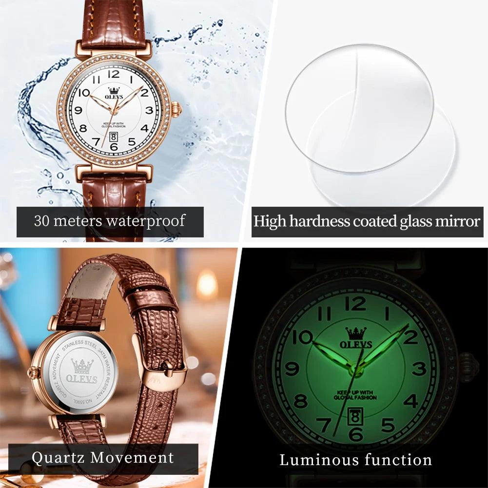 OLEVS 5590 Women's Balloon Dial Leather