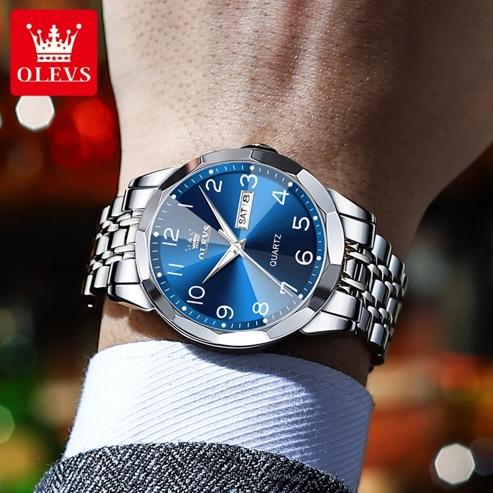 OLEVS No.9970 Men's Rhombus Mirror Fashion Original Quartz Waterproof Wristwatch