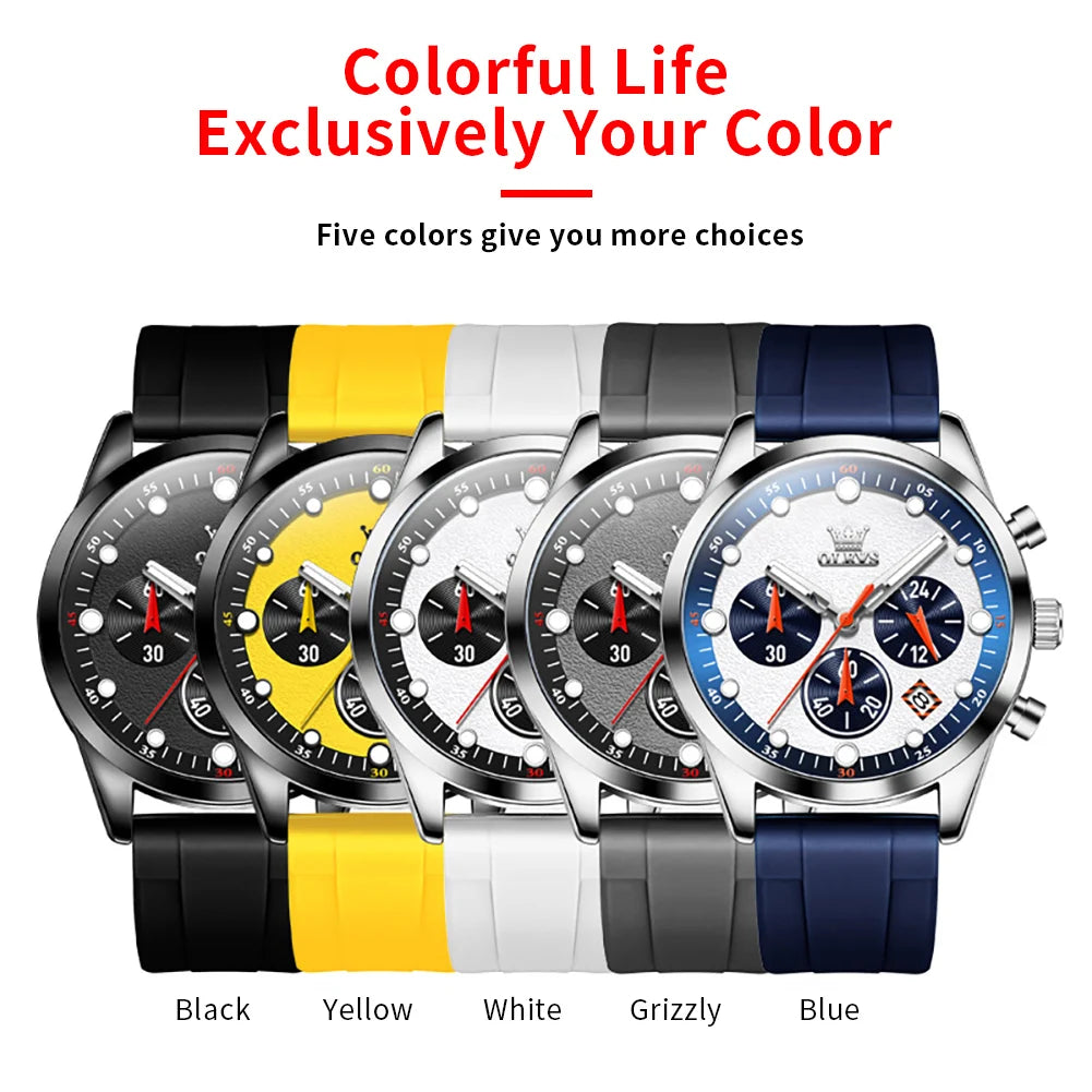 OLEVS Men's Young Silicone Strap Original Waterproof Chronograph Luminous