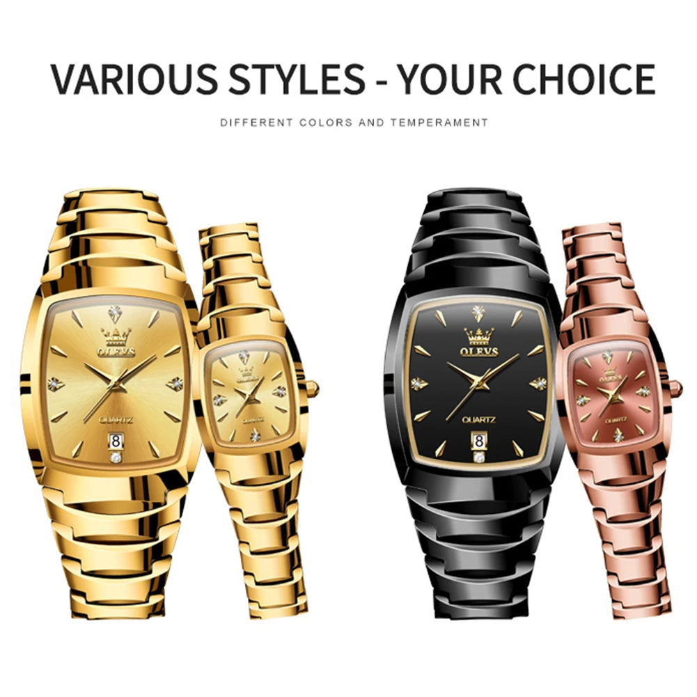 7006cp Couple Gold Wristwatch Tungsten Steel