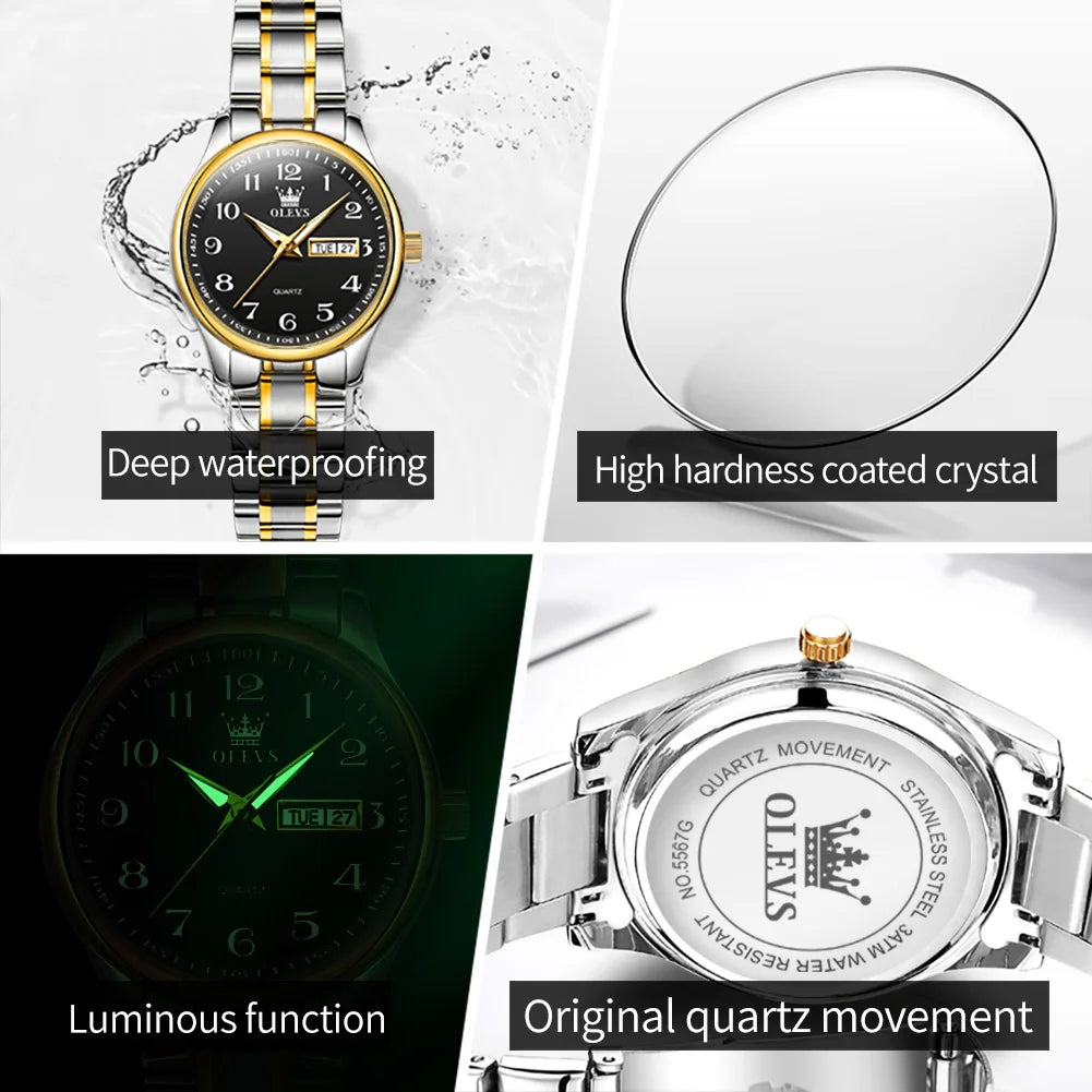 OLEVS 5567 Waterproof Luminous Watch for Ladies with Arabic Numerals Dial