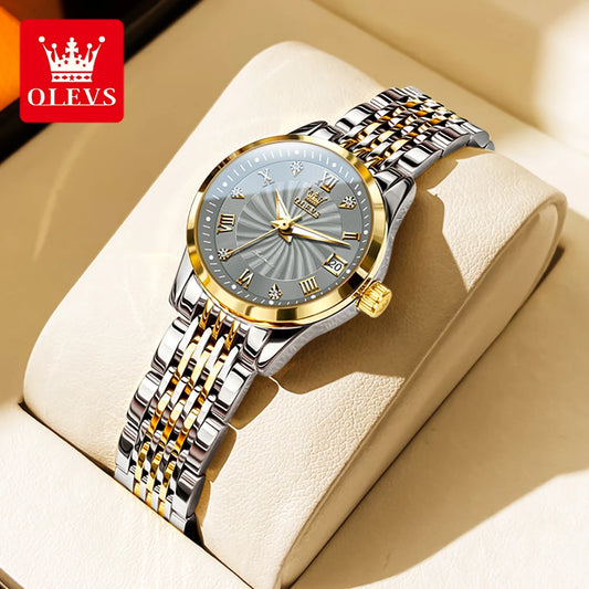 OLEVS 6630 Luxury Waterproof Stainless Steel Watch For Women