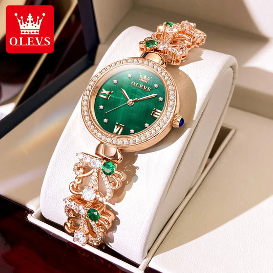 OLEVS 9958 Retro Elegant Waterproof Watch For Women With Classical Diamond