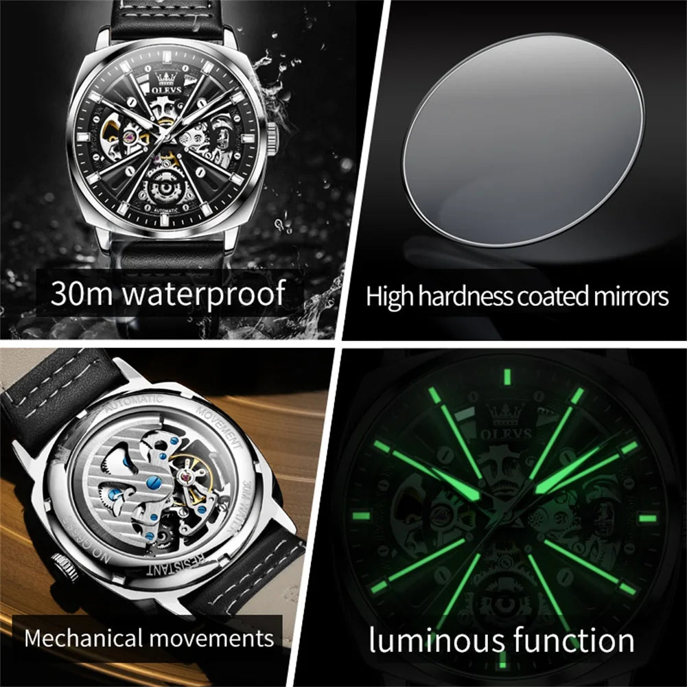 OLEVS 6685 Men's Hollow Out Style Ruby Waterproof Luminous Anti-Seismic
