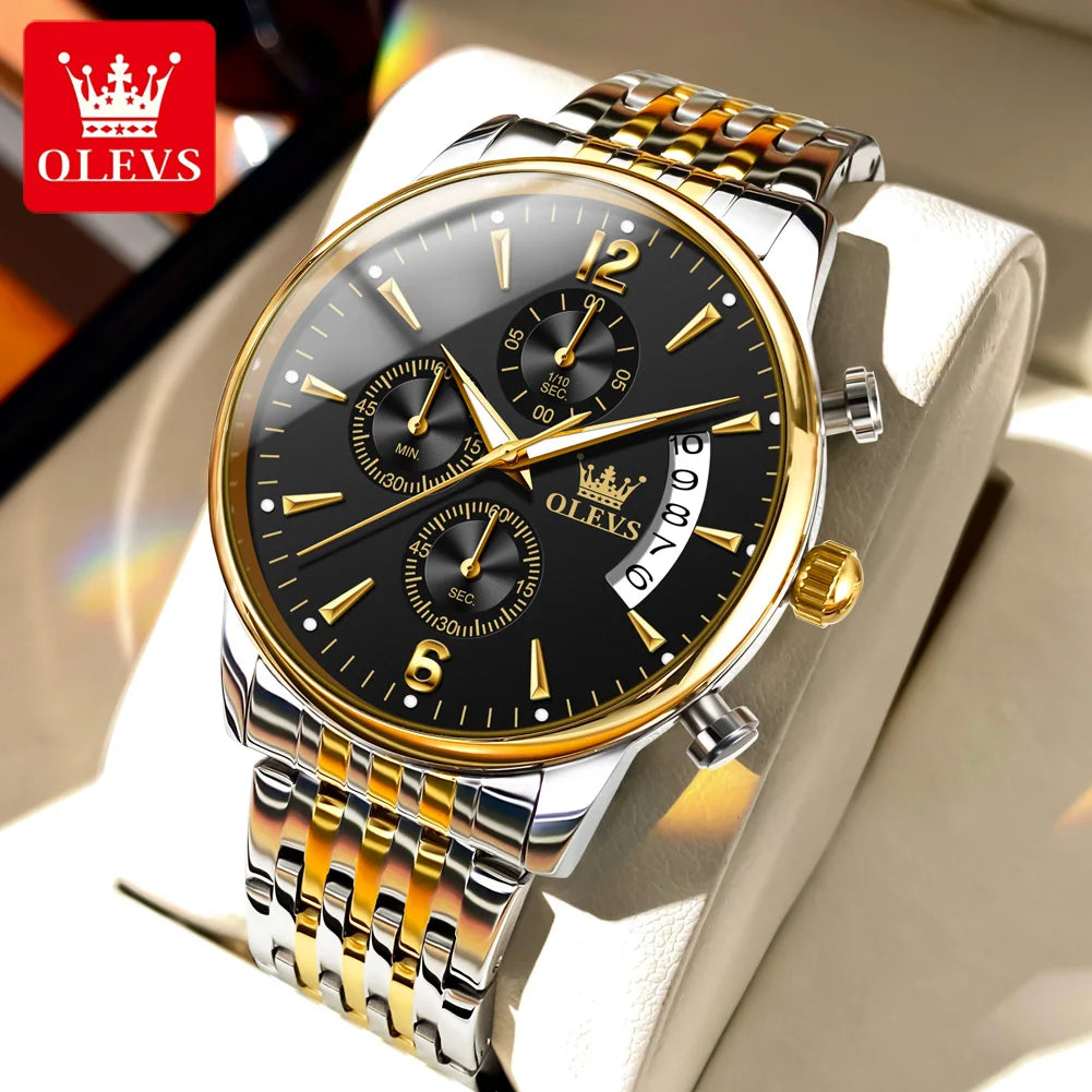 OLEVS 2867 Men's Classics Three Small Dial Quartz Waterproof Stainless Luminous