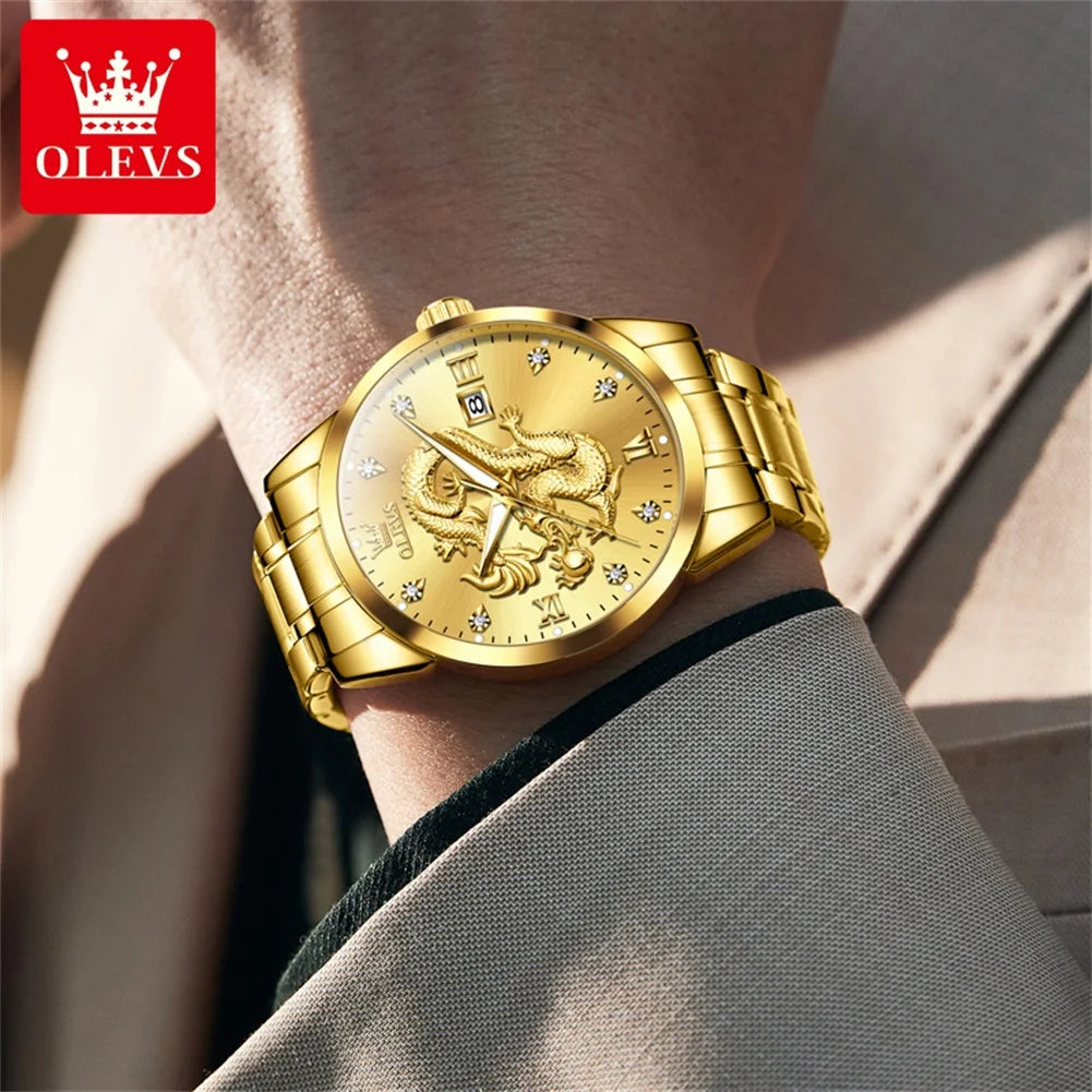 OLEVS 3619 Men's Loong Dragon Dial Waterproof Luminous