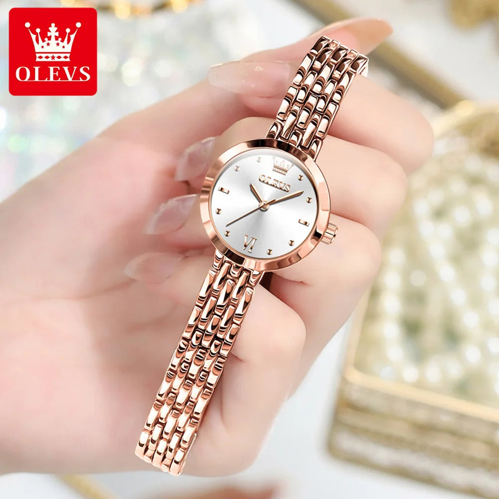 OLEVS 9992 Women's Elegant Rose Gold Small Dial Quartz Waterproof Wristwatch