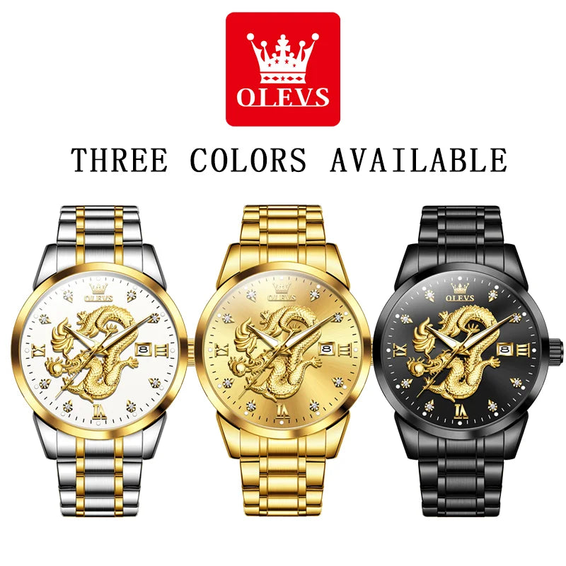 OLEVS 3619 Men's Loong Dragon Dial Waterproof Luminous
