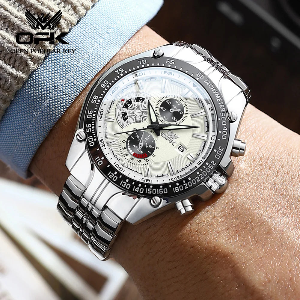OPK 6020 Men‘s Waterproof Stainless Steel Luminous Date Display
