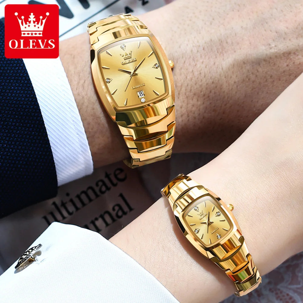 7006cp Couple Gold Wristwatch Tungsten Steel