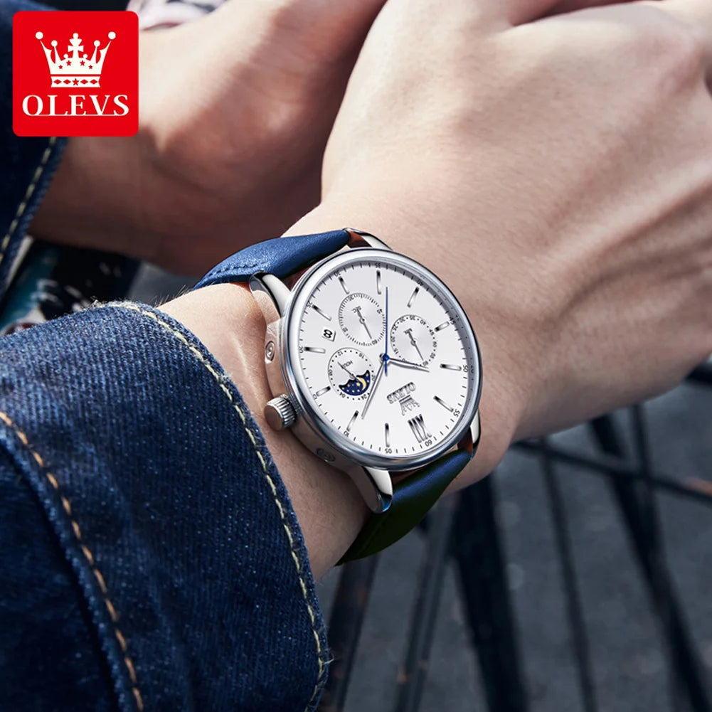 OLEVS Men's Classic Three Small Dials Multifunctions Chronograph Waterproof