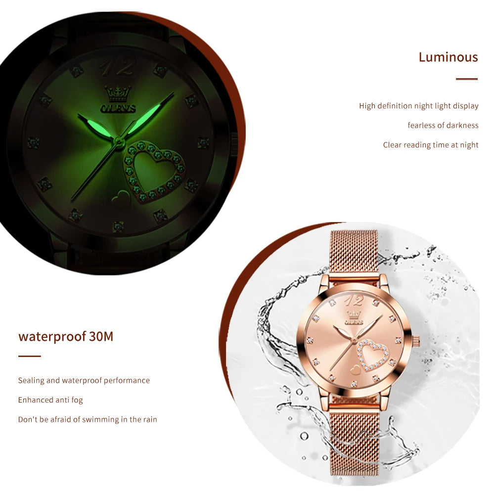 OLEVS 5189 Women's Casual Waterproof Luminous Stainless Steel Watch