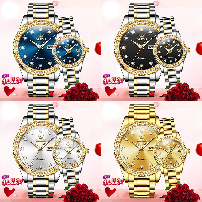 7703cp Couple Mechanical With Diamond Dial Date