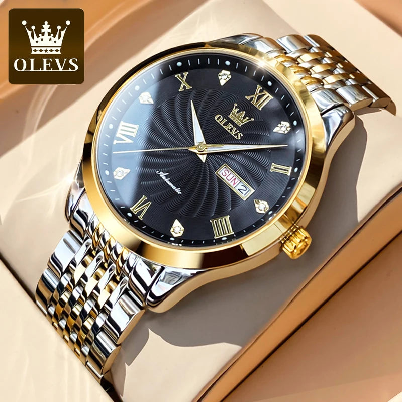 OLEVS Threaded Dial Waterproof Stainless Steel Strap Classic Men's Watch