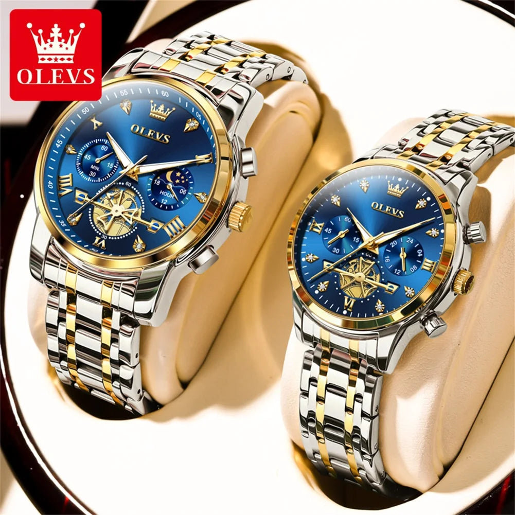 OLEVS 2856+2897 Couple Waterproof Luminous Moon Phase