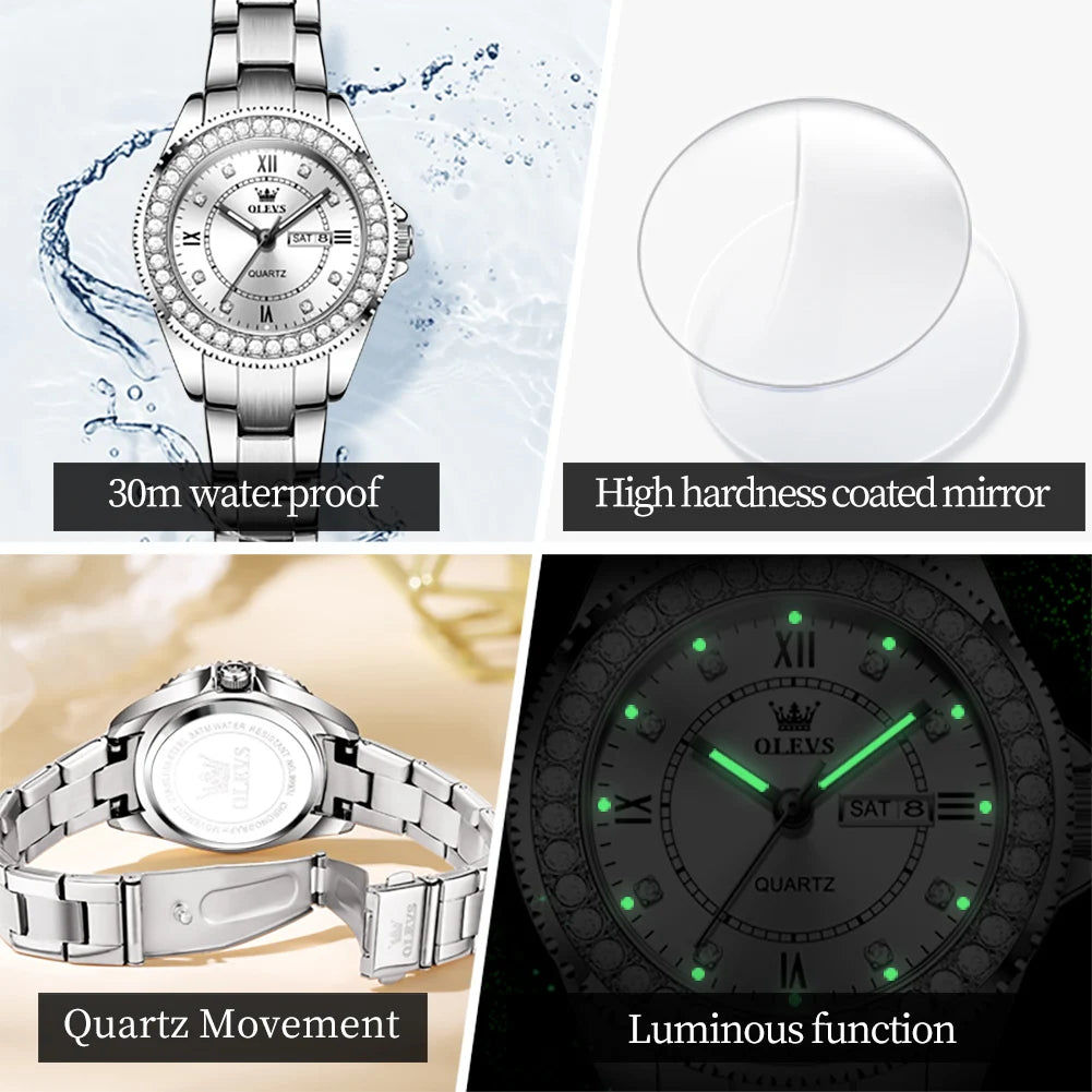 OLEVS 9993 Women's Quartz Drill Ring Dial Waterproof Luminous