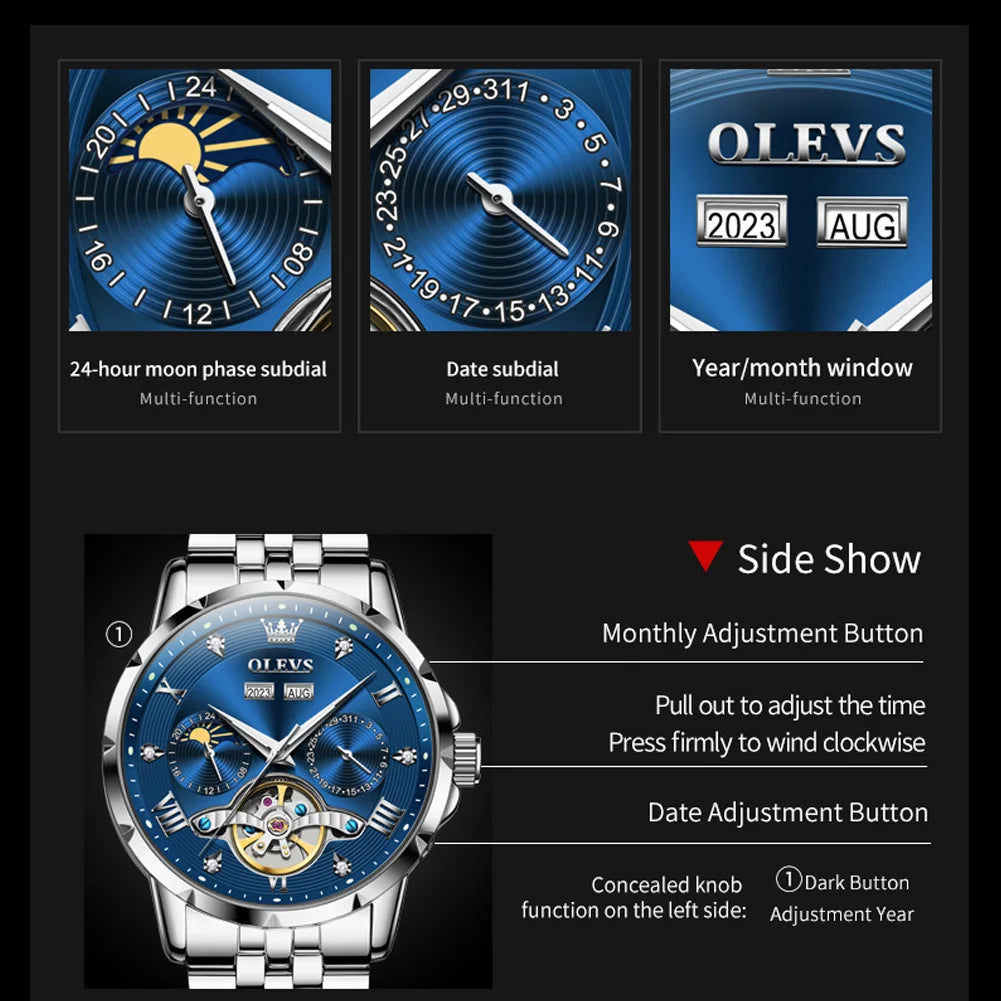 OLEVS 6691 Men's Perpetual Calendar Moon Phase
