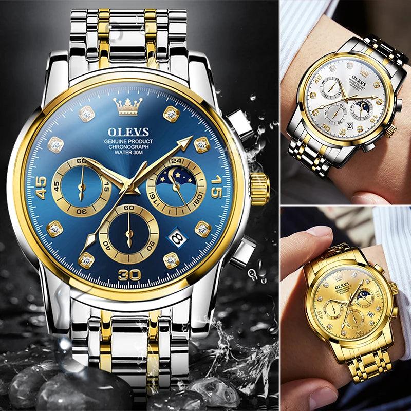 OLEVS 2889 Multifunction Original Quartz Waterproof Stainless Steel Luminous Chronograph