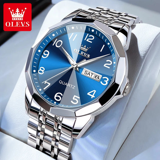 OLEVS No.9970 Men's Rhombus Mirror Fashion Original Quartz Waterproof Wristwatch