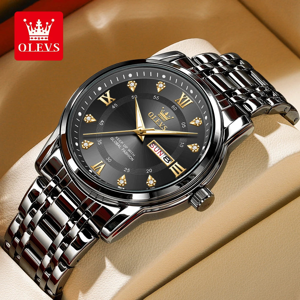 OLEVS TY712 Men's Casual Original Wristwatch Waterproof Stainless Steel Scratch-Resistant