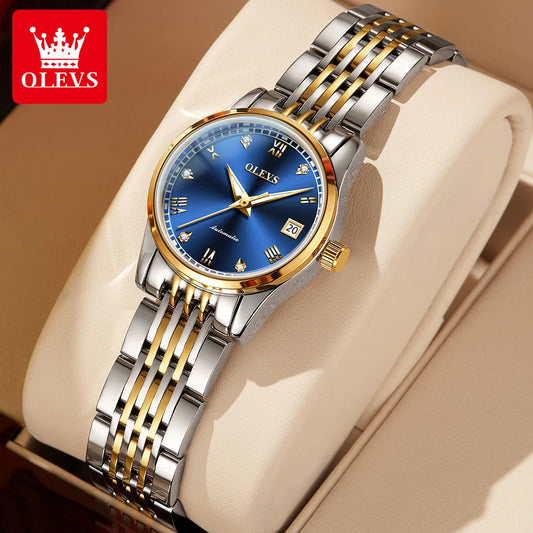 OLEVS 6602 Women Luxury Waterproof Classic Steel Strap Mechanical Watch