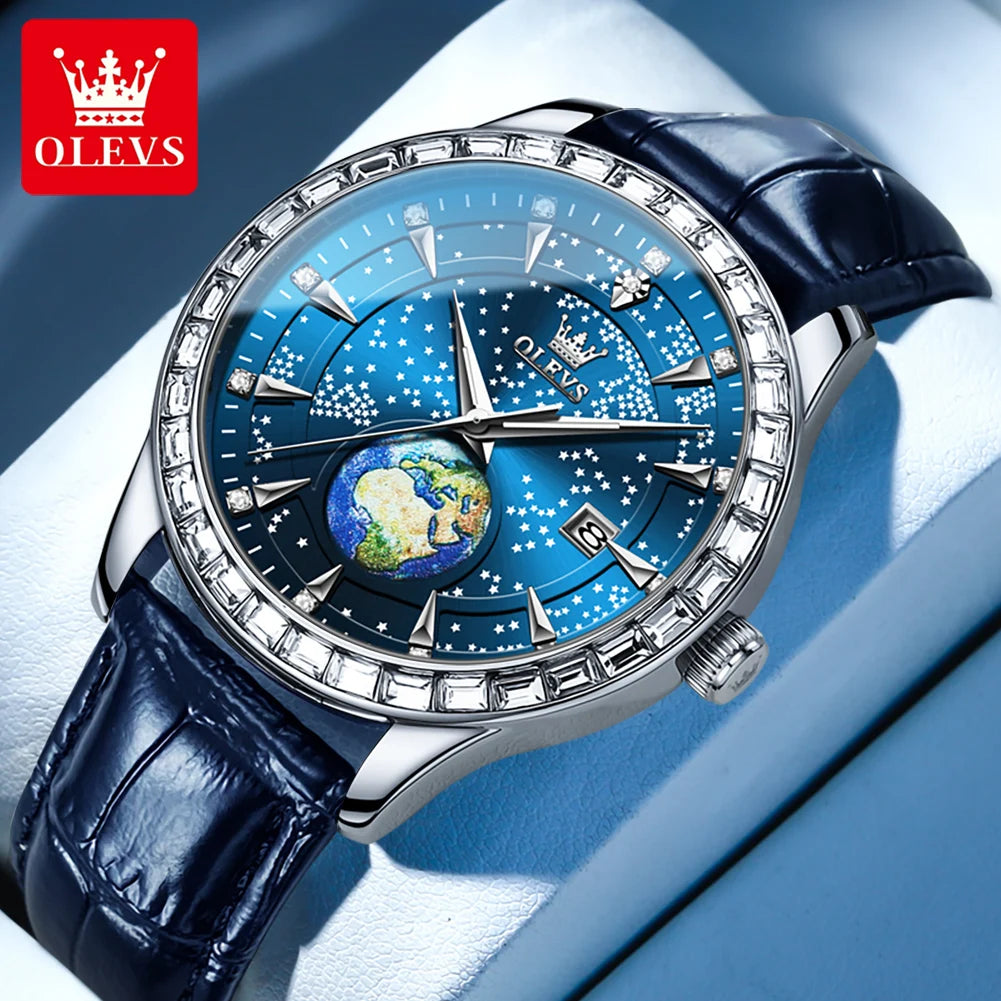 OLEVS Men's Casual Waterproof Luminous Starry Sky Dial