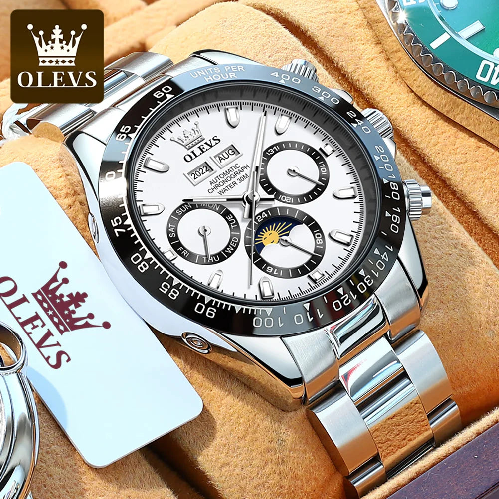 OLEVS Luxury Men's Chronograph Automatic Mechanical Waterproof Luminous