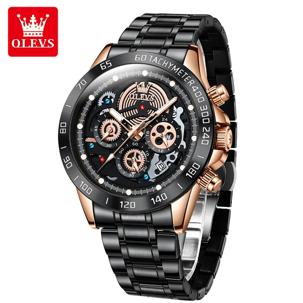 OLEVS 9921 Men Waterproof Quartz Skeleton Design