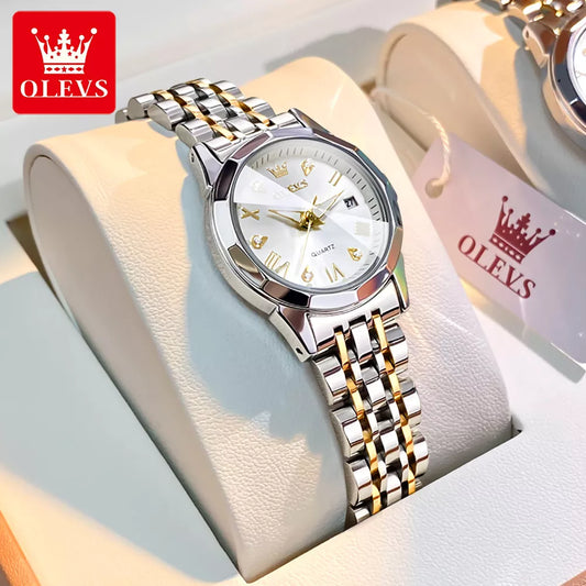 OLEVS 9931 Rhombus Mirror Ladies Wristwatch Stainless Steel Waterproof