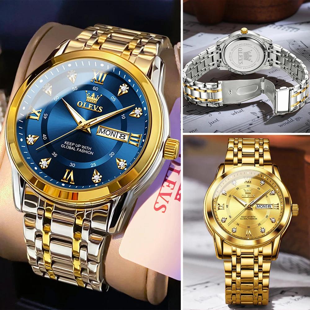 OLEVS 5513 Fashion Gold Stainless Steel Watch