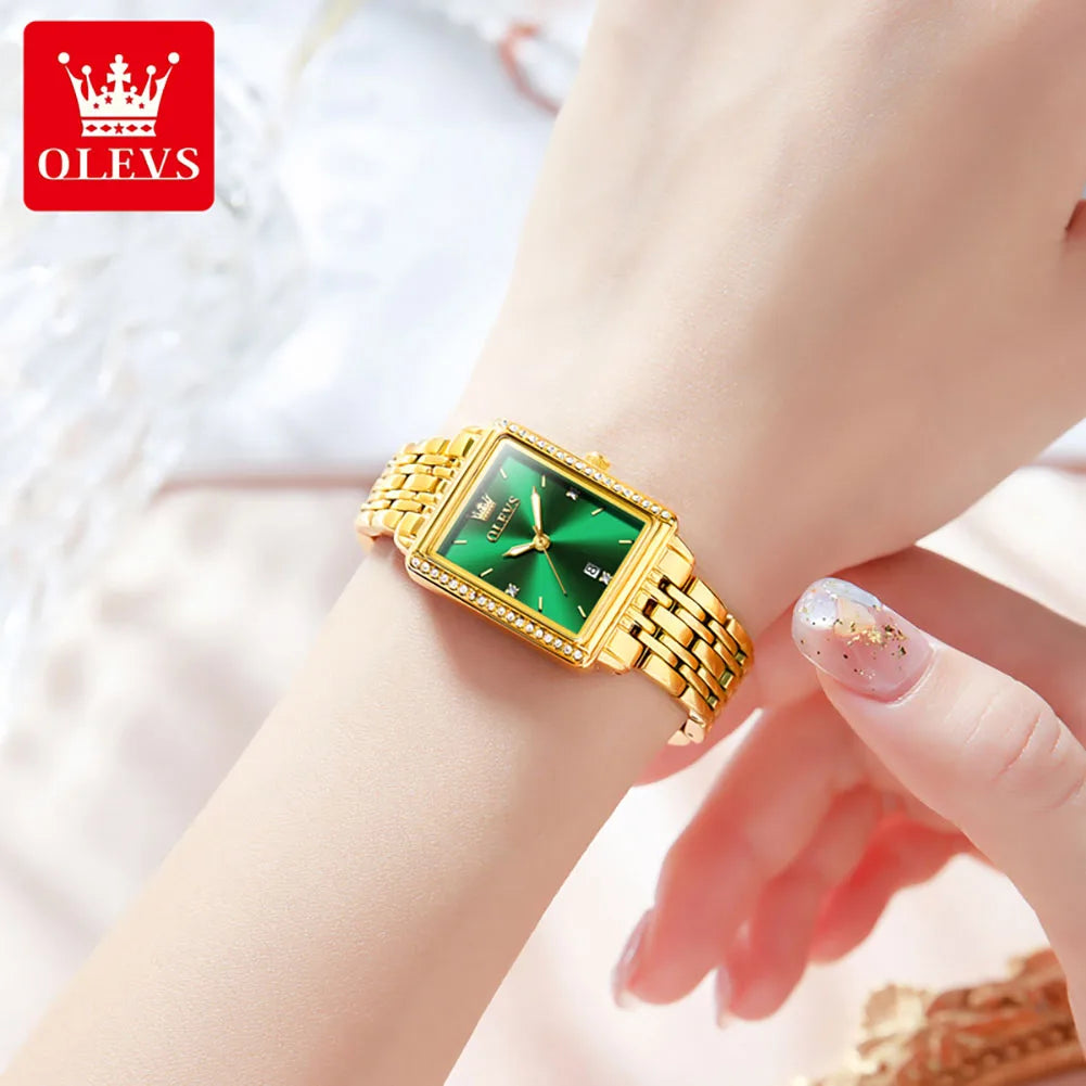 OLEVS Women's Watches Elegant Fashion Original Quarzt Watch for Girl Waterproof Luminous Golden Light luxury Wristwatch Date