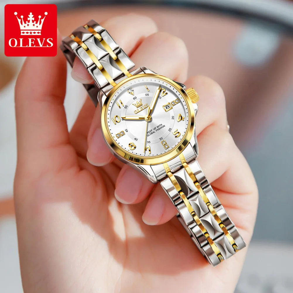 OLEVS 2910 Temperament Original Quartz Ladies Stainless Steel Waterproof Luminous