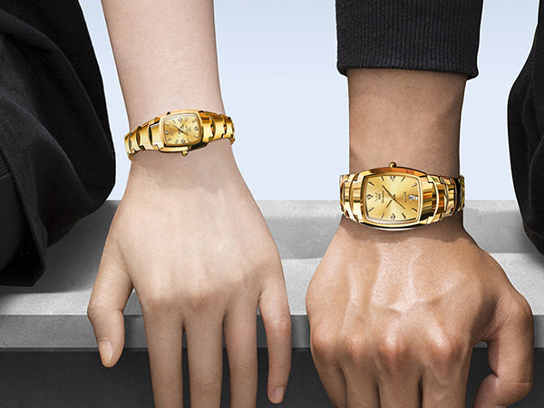 7006cp Couple Gold Wristwatch Tungsten Steel
