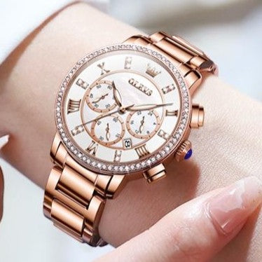 OLEVS 9976 Light Luxury Ladies Waterproof Luminous Chronograph Wristwatch