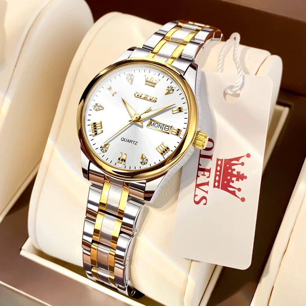 OLEVS 5563 Waterproof Classic Luxury Ladies Stainless Steel Wristwatch
