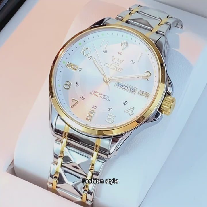 OLEVS 2910 Classic Business Stainless Steel Luminous Waterproof Watch