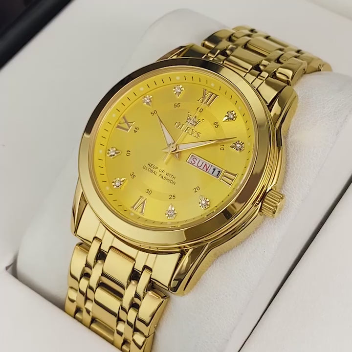 OLEVS 5513 Fashion Gold Stainless Steel Watch