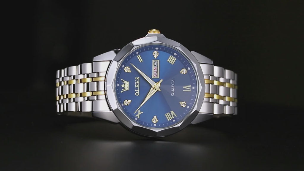 OLEVS 9931 Men's Rhombus Mirror Original Quartz Waterproof Watch for Man With Luminous Stainless Steel