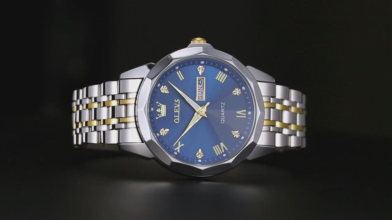 OLEVS 9931 Men's Rhombus Mirror Original Quartz Waterproof Watch for Man With Luminous Stainless Steel